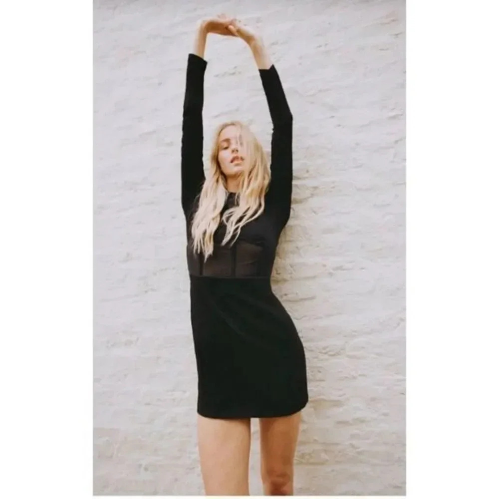 Zara Womens Combination Tulle Mini Dress Fitted